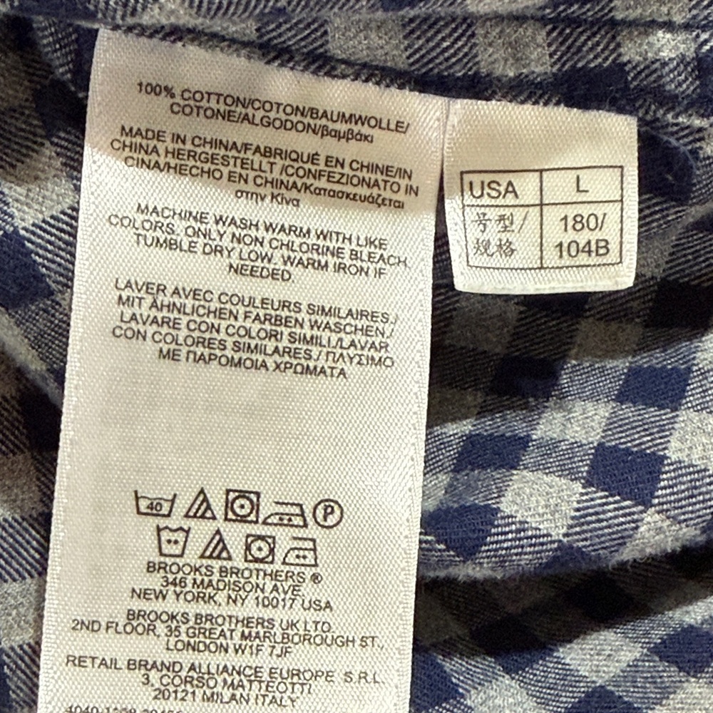 Brooks Brothers Men Large Navy/Gray Square Single Pocket Button Down Shirt Soft - Picture 10 of 11